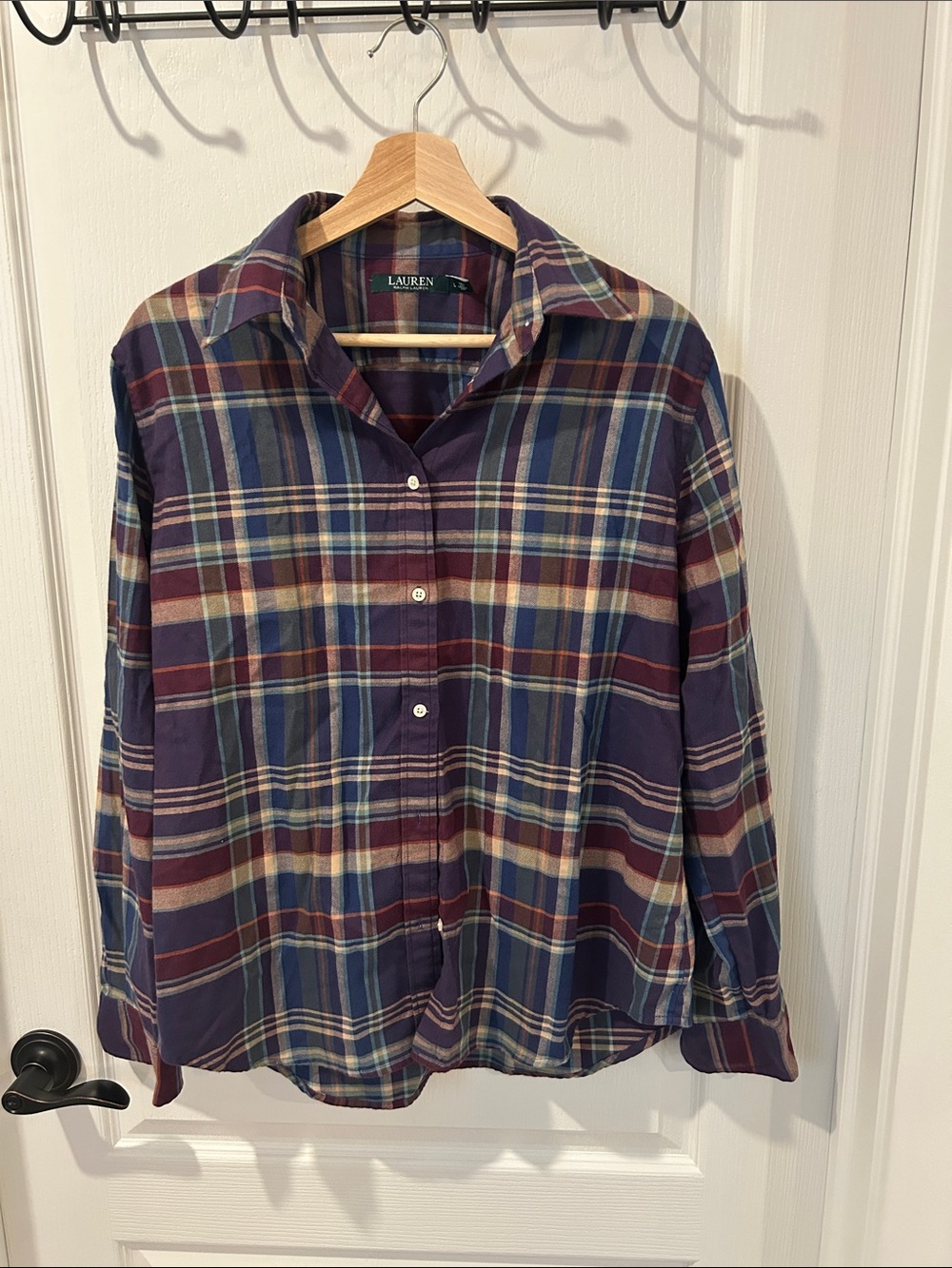 Lauren Ralph Lauren Women's Plaid Button-Down Shirt in Navy, Burgundy, Cream